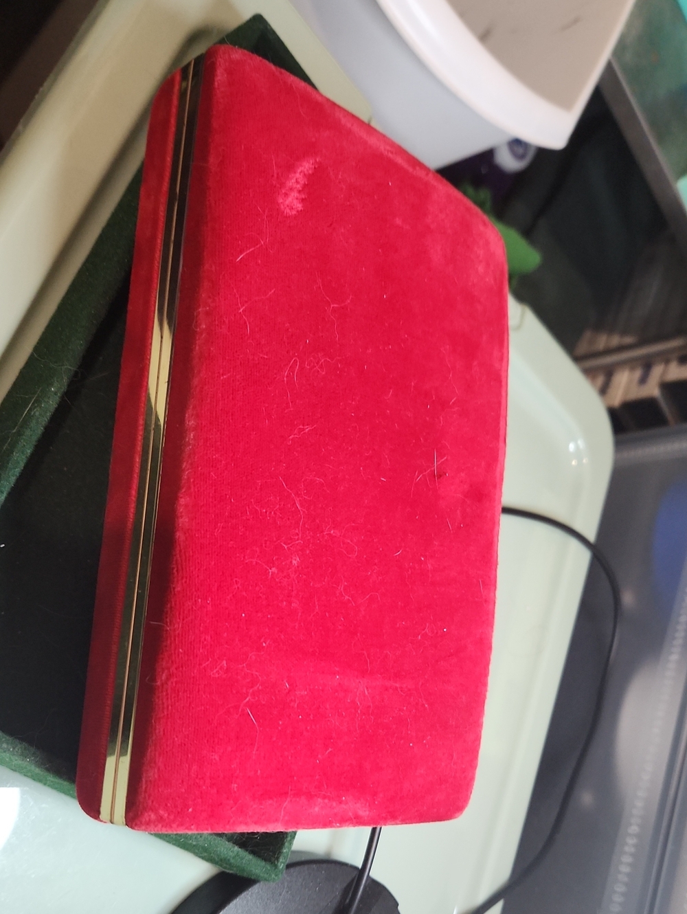 Velvet Red Jewelry Box with Gold Accent